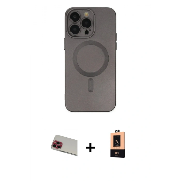 MARSİLYAN™- iPhone 13 Pro Max Kılıf Akış Minimal Özel Seri - Şeffaf Maxco Cam Ekran Koruyucu + Rainbow Kamera Lens Koruma Cam - KI