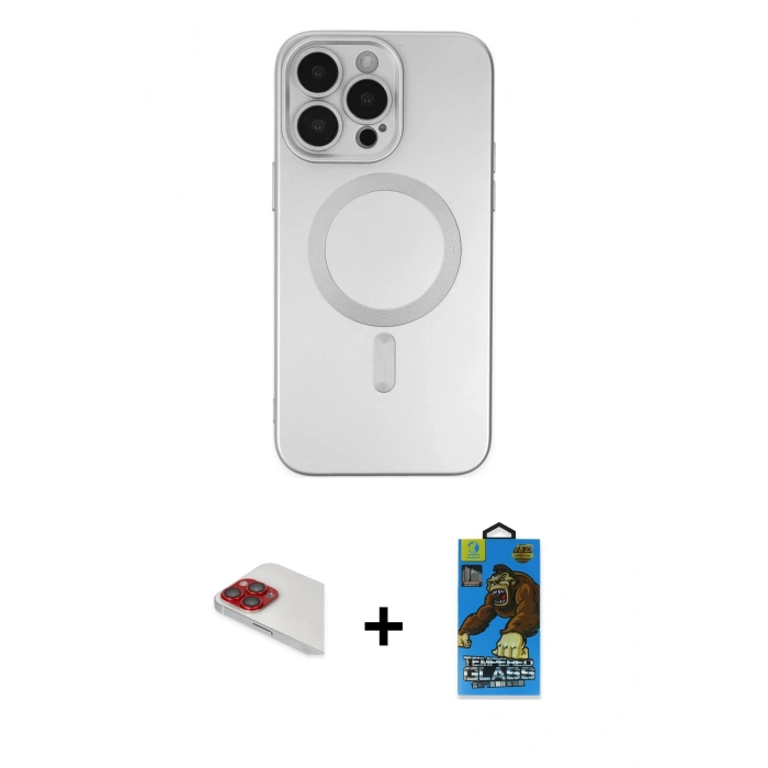 MARSİLYAN™- iPhone 13 Pro Max Kılıf Akış Minimal Özel Seri - Siyah 18D Cam Ekran Koruyucu + Pers Alüminyum Kamera Lens - KI