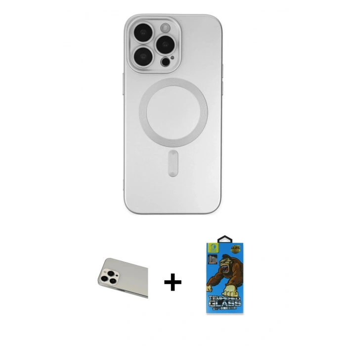 MARSİLYAN™- iPhone 13 Pro Max Kılıf Akış Minimal Özel Seri - Siyah 18D Cam Ekran Koruyucu + Rainbow Kamera Lens Koruma Cam - BZ