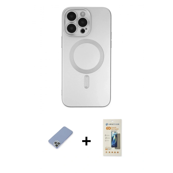 MARSİLYAN™- iPhone 13 Pro Max Kılıf Akış Minimal Özel Seri - Siyah 6D Mat Seramik Hayalet Nano Ekran Koruyucu + Koyu Yeşil Metal Kamera Lens Koruma Cam