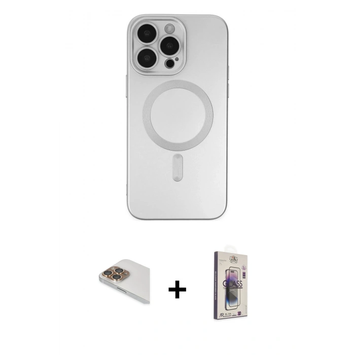 MARSİLYAN™- iPhone 13 Pro Max Kılıf Akış Minimal Özel Seri - Siyah Bilvis 3D Cam Ekran Koruyucu + Pers Alüminyum Kamera Lens - GD