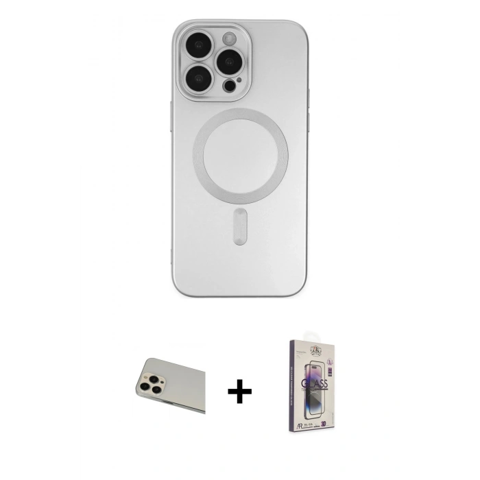 MARSİLYAN™- iPhone 13 Pro Max Kılıf Akış Minimal Özel Seri - Siyah Bilvis 3D Cam Ekran Koruyucu + Rainbow Kamera Lens Koruma Cam - REGD