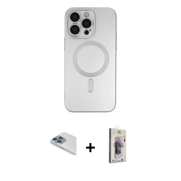 MARSİLYAN™- iPhone 13 Pro Max Kılıf Akış Minimal Özel Seri - Siyah Bilvis 3D Cam Ekran Koruyucu + Pers Alüminyum Kamera Lens - SABE