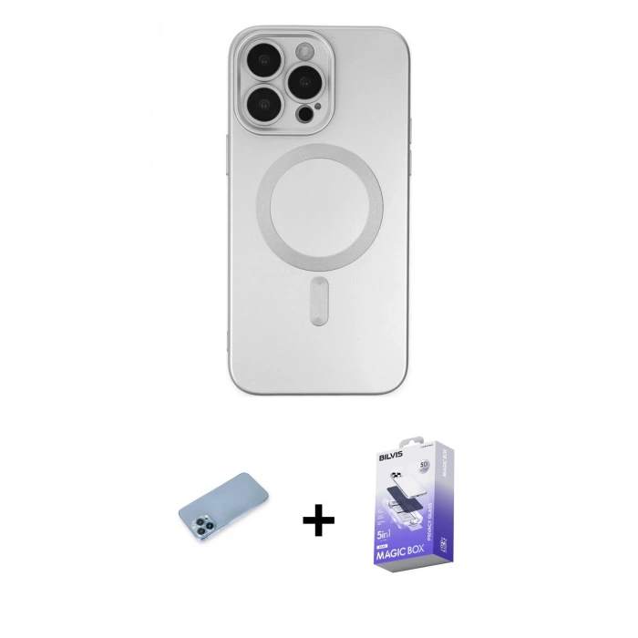 MARSİLYAN™- iPhone 13 Pro Max Kılıf Akış Minimal Özel Seri - Siyah Bilvis 5in1 5D Magic Hayalet Cam Ekran Koruyucu + Shine Kamera Lens Koruma Cam - MI