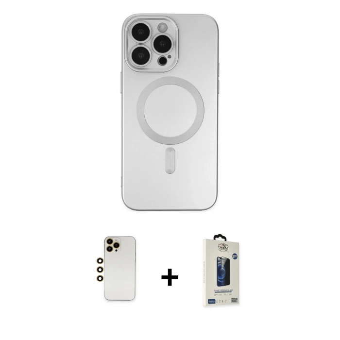 MARSİLYAN™- iPhone 13 Pro Max Kılıf Akış Minimal Özel Seri - Siyah Bilvis Hayalet Cam Ekran Koruyucu + Shine Kamera Lens - GD