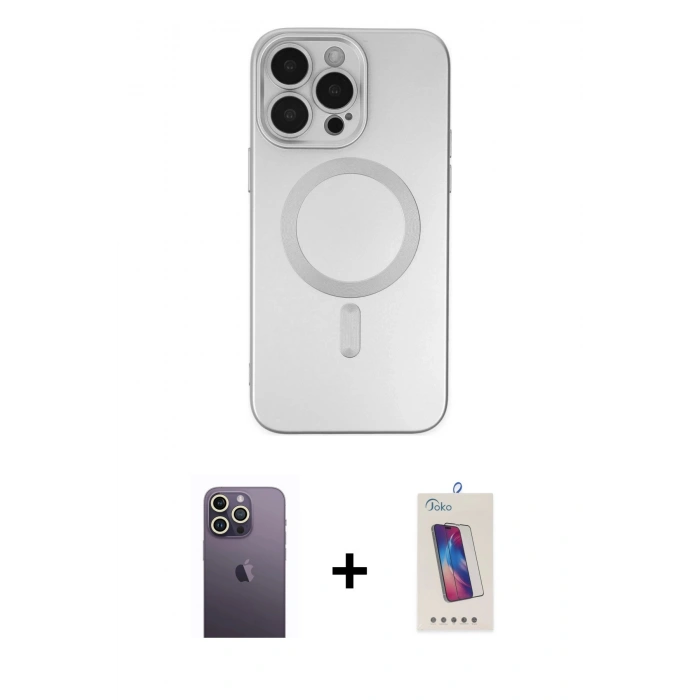 MARSİLYAN™- iPhone 13 Pro Max Kılıf Akış Minimal Özel Seri - Siyah Joko 5D Cam + Neon Fosforlu Kamera Lens - BZ