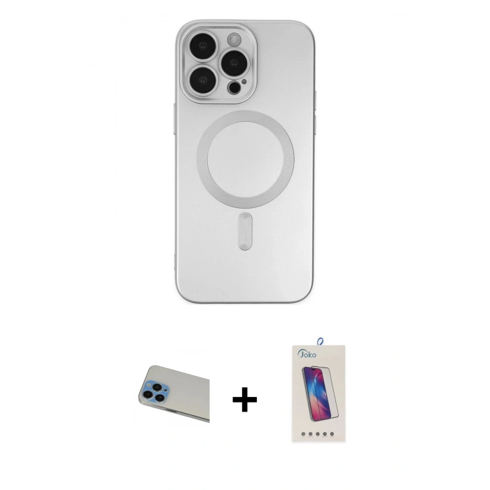 MARSİLYAN™- iPhone 13 Pro Max Kılıf Akış Minimal Özel Seri - Siyah Joko 5D Cam + Rainbow Kamera Lens Koruma Cam - MI