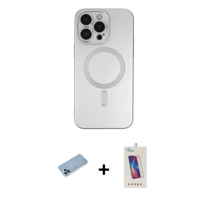 MARSİLYAN™- iPhone 13 Pro Max Kılıf Akış Minimal Özel Seri - Siyah Joko 5D Cam + Shine Kamera Lens Koruma Cam - MI