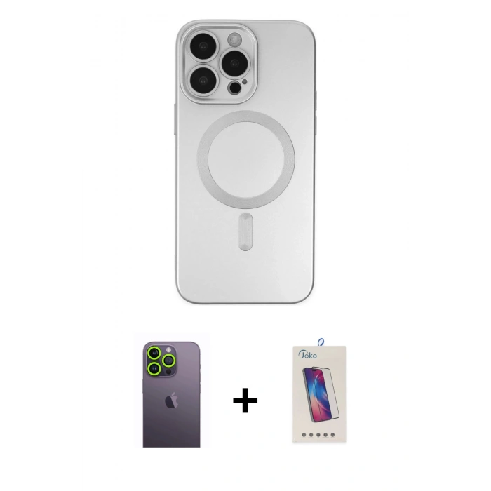 MARSİLYAN™- iPhone 13 Pro Max Kılıf Akış Minimal Özel Seri - Siyah Joko 5D Cam + Neon Fosforlu Kamera Lens - YL