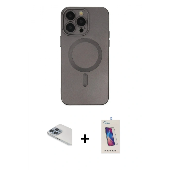 MARSİLYAN™- iPhone 13 Pro Max Kılıf Akış Minimal Özel Seri - Siyah Joko 5D Cam + Pers Alüminyum Kamera Lens - SABE