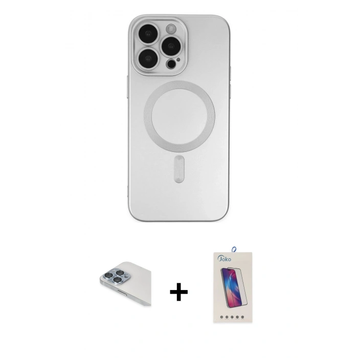 MARSİLYAN™- iPhone 13 Pro Max Kılıf Akış Minimal Özel Seri - Siyah Joko 5D Cam + Pers Alüminyum Kamera Lens - SABE