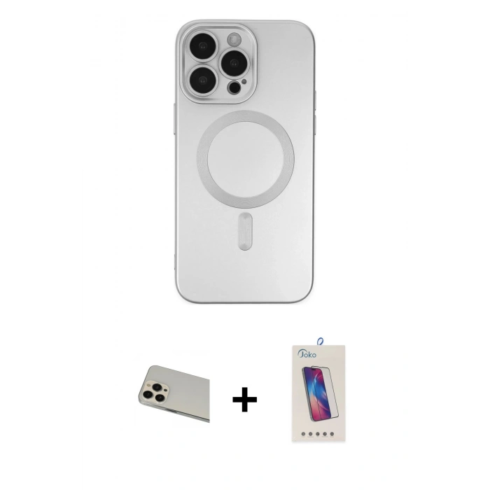 MARSİLYAN™- iPhone 13 Pro Max Kılıf Akış Minimal Özel Seri - Siyah Joko 5D Cam + Rainbow Kamera Lens Koruma Cam - REGD