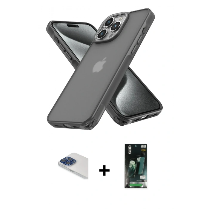 MARSİLYAN™- iPhone 13 Pro Max Kılıf Atlas Form - Şeffaf 360 Full Body Arka Koruyucu + Pers Alüminyum Kamera Lens - LT
