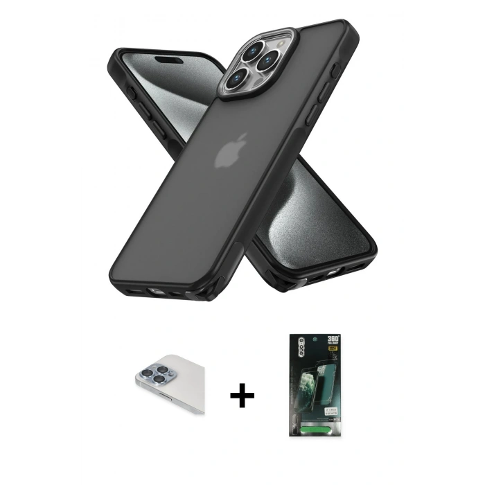 MARSİLYAN™- iPhone 13 Pro Max Kılıf Atlas Form - Şeffaf 360 Full Body Arka Koruyucu + Pers Alüminyum Kamera Lens - SABE