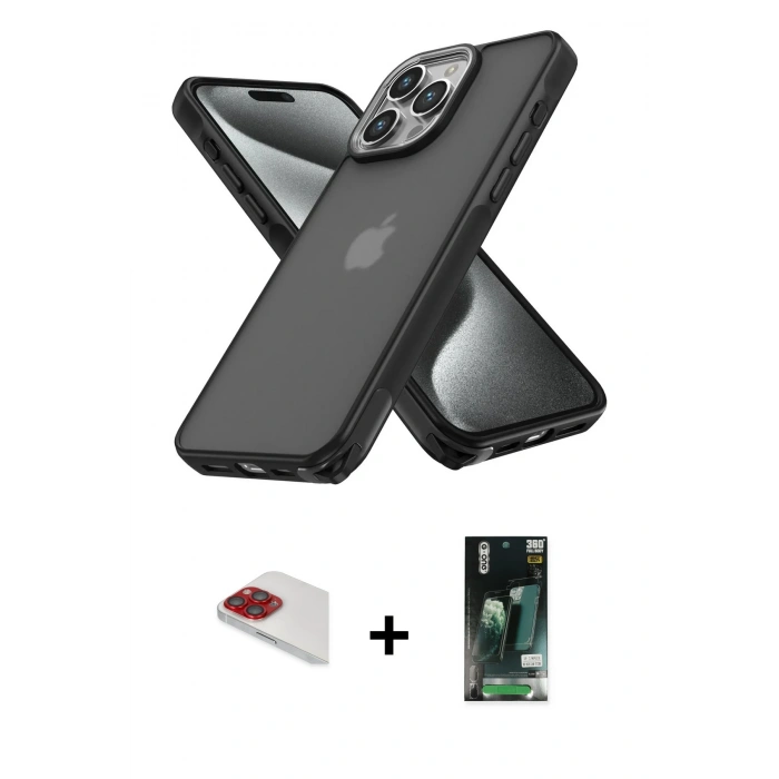 MARSİLYAN™- iPhone 13 Pro Max Kılıf Atlas Form - Şeffaf 360 Full Body Arka Koruyucu + Pers Alüminyum Kamera Lens - KI