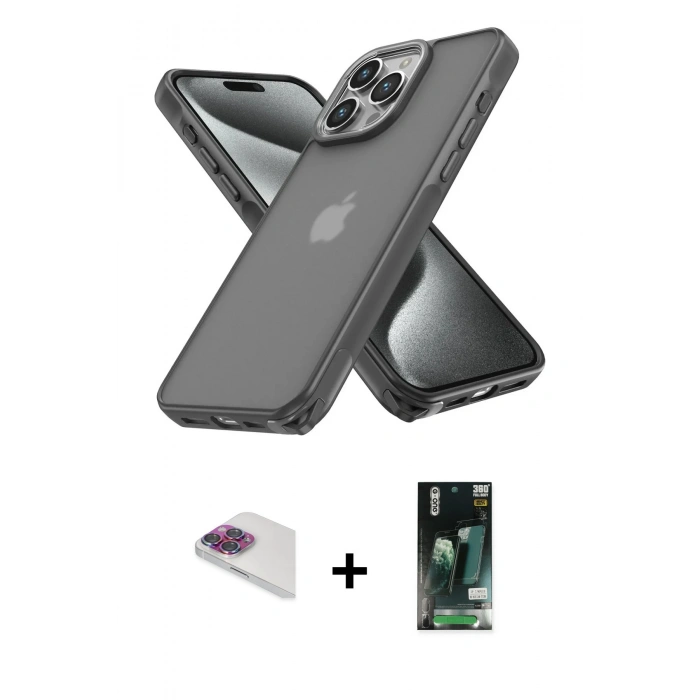MARSİLYAN™- iPhone 13 Pro Max Kılıf Atlas Form - Şeffaf 360 Full Body Arka Koruyucu + Pers Alüminyum Kamera Lens - GI