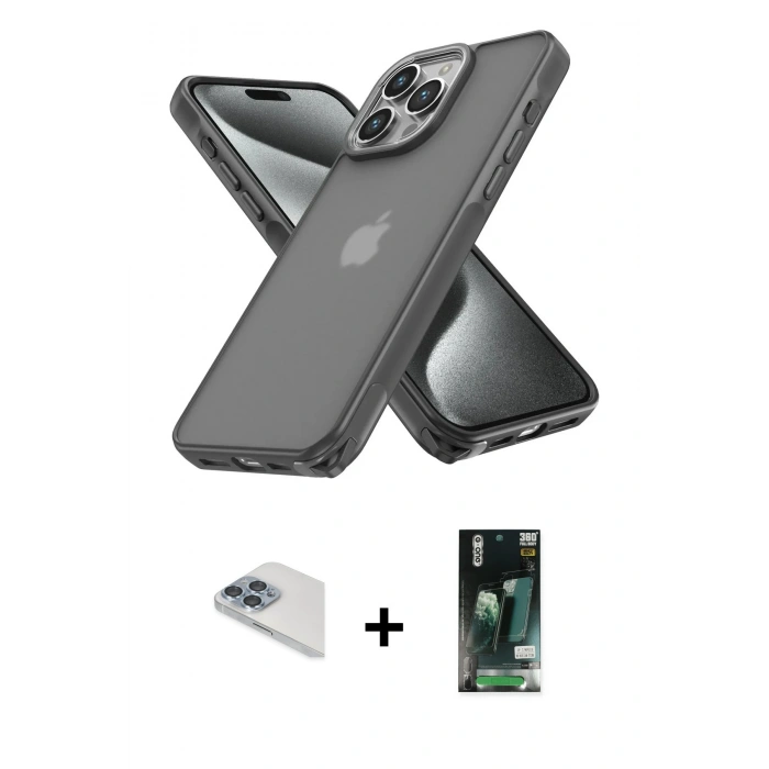 MARSİLYAN™- iPhone 13 Pro Max Kılıf Atlas Form - Şeffaf 360 Full Body Arka Koruyucu + Pers Alüminyum Kamera Lens - SABE