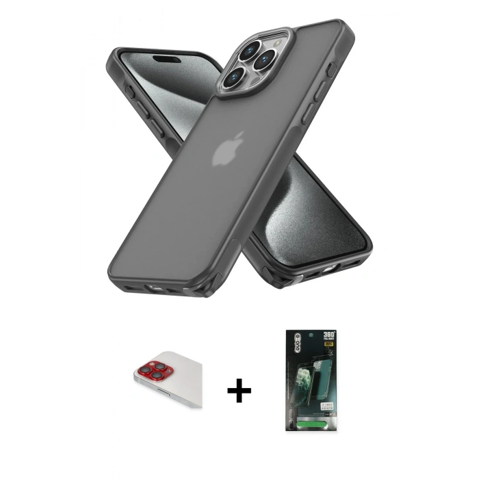 MARSİLYAN™- iPhone 13 Pro Max Kılıf Atlas Form - Şeffaf 360 Full Body Arka Koruyucu + Pers Alüminyum Kamera Lens - KI