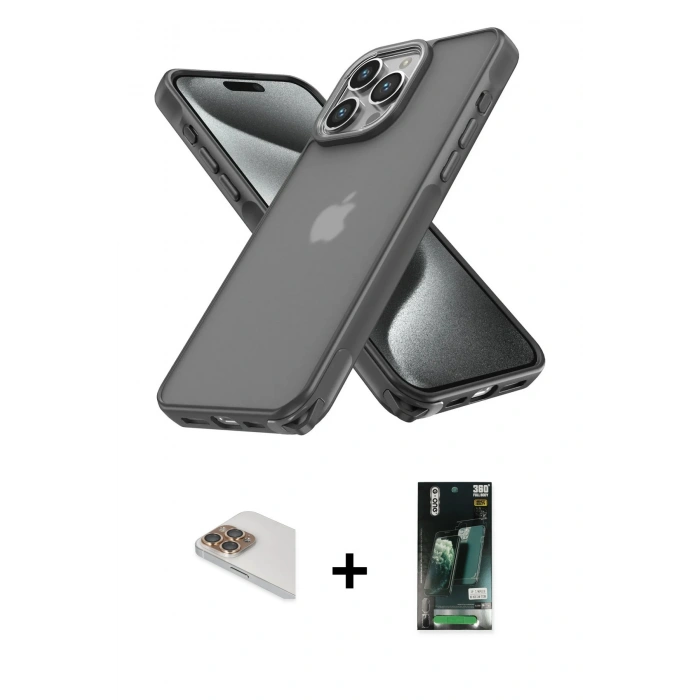MARSİLYAN™- iPhone 13 Pro Max Kılıf Atlas Form - Şeffaf 360 Full Body Arka Koruyucu + Pers Alüminyum Kamera Lens - GD