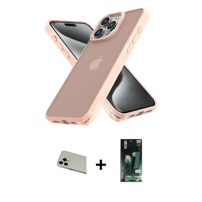 MARSİLYAN™- iPhone 13 Pro Max Kılıf Atlas Form - Şeffaf 360 Full Body Arka Koruyucu + Rainbow Kamera Lens Koruma Cam - REGD