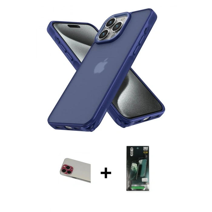 MARSİLYAN™- iPhone 13 Pro Max Kılıf Atlas Form - Şeffaf 360 Full Body Arka Koruyucu + Rainbow Kamera Lens Koruma Cam - KI
