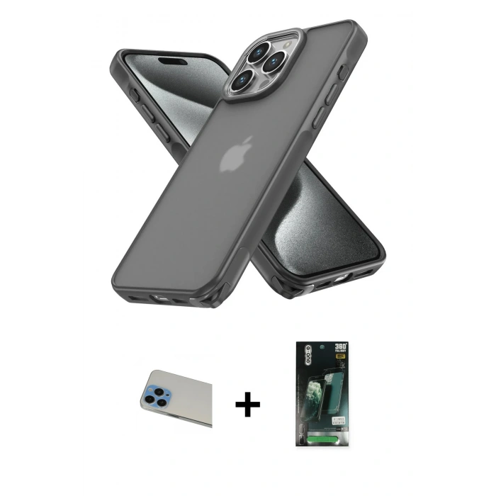 MARSİLYAN™- iPhone 13 Pro Max Kılıf Atlas Form - Şeffaf 360 Full Body Arka Koruyucu + Rainbow Kamera Lens Koruma Cam - MI