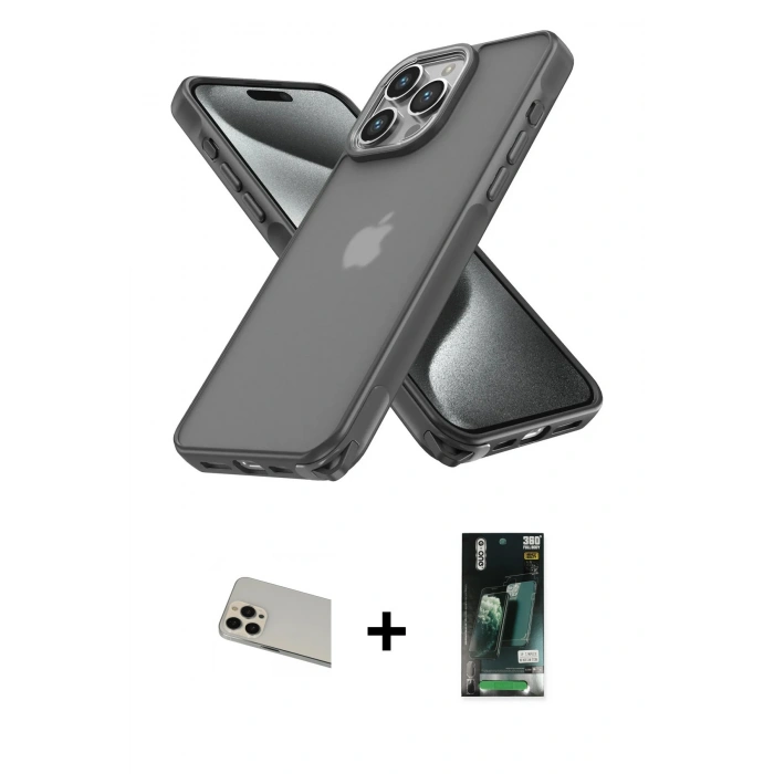 MARSİLYAN™- iPhone 13 Pro Max Kılıf Atlas Form - Şeffaf 360 Full Body Arka Koruyucu + Rainbow Kamera Lens Koruma Cam - REGD