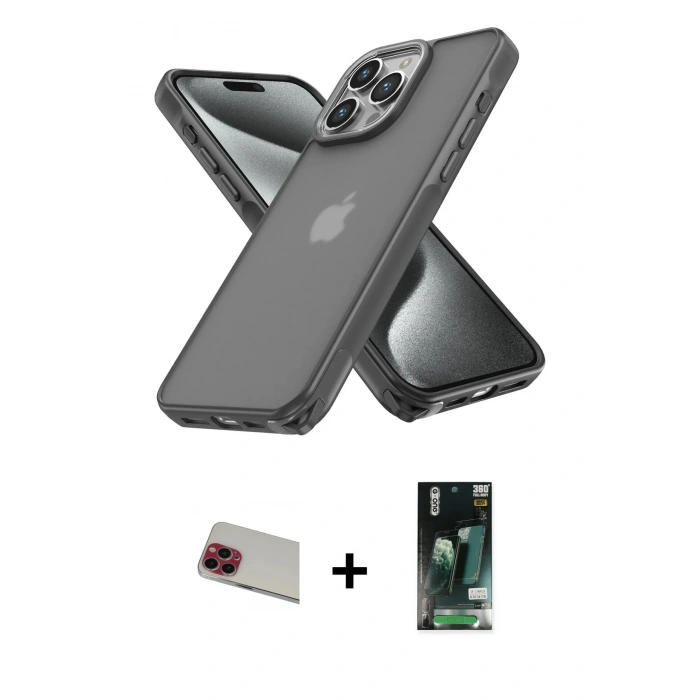 MARSİLYAN™- iPhone 13 Pro Max Kılıf Atlas Form - Şeffaf 360 Full Body Arka Koruyucu + Rainbow Kamera Lens Koruma Cam - KI