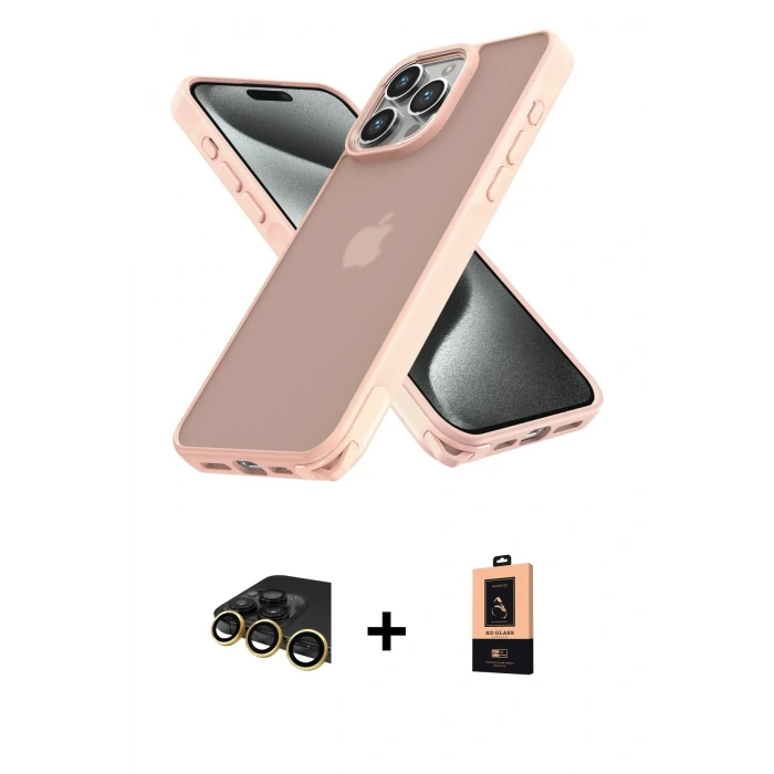 MARSİLYAN™- iPhone 13 Pro Max Kılıf Atlas Form - Şeffaf Maxco Cam Ekran Koruyucu + Raze Metal Kamera Lens - GD