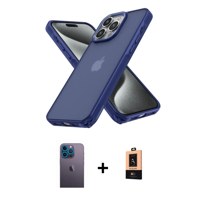 MARSİLYAN™- iPhone 13 Pro Max Kılıf Atlas Form - Şeffaf Maxco Cam Ekran Koruyucu + Neon Fosforlu Kamera Lens - MI