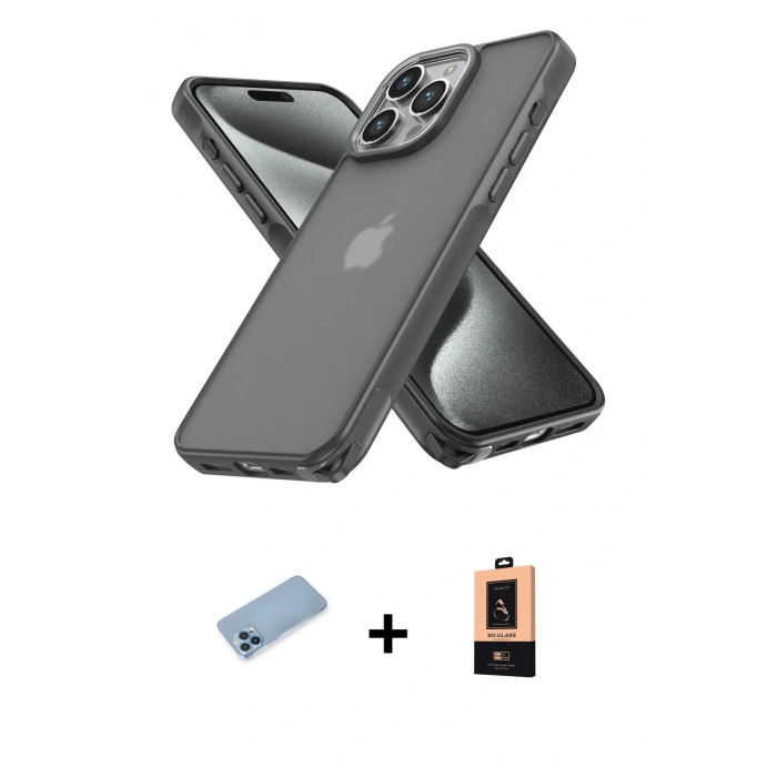 MARSİLYAN™- iPhone 13 Pro Max Kılıf Atlas Form - Şeffaf Maxco Cam Ekran Koruyucu + Shine Kamera Lens Koruma Cam - MI