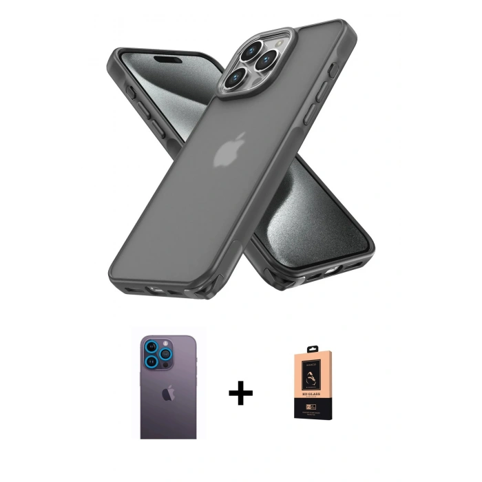 MARSİLYAN™- iPhone 13 Pro Max Kılıf Atlas Form - Şeffaf Maxco Cam Ekran Koruyucu + Neon Fosforlu Kamera Lens - MI