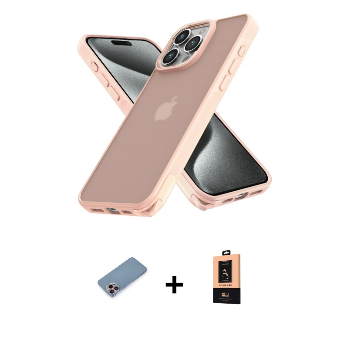 MARSİLYAN™- iPhone 13 Pro Max Kılıf Atlas Form - Şeffaf Maxco Cam Ekran Koruyucu + Shine Kamera Lens Koruma Cam - PE