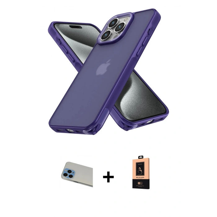 MARSİLYAN™- iPhone 13 Pro Max Kılıf Atlas Form - Şeffaf Maxco Cam Ekran Koruyucu + Rainbow Kamera Lens Koruma Cam - MI