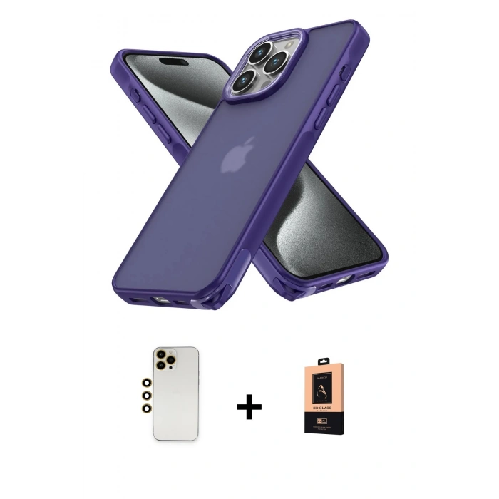 MARSİLYAN™- iPhone 13 Pro Max Kılıf Atlas Form - Şeffaf Maxco Cam Ekran Koruyucu + Shine Kamera Lens - GD