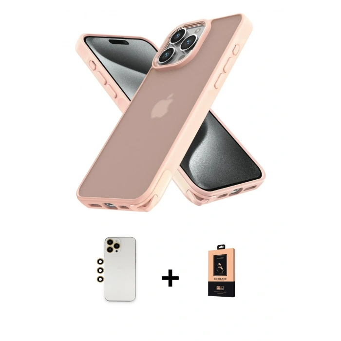 MARSİLYAN™- iPhone 13 Pro Max Kılıf Atlas Form - Şeffaf Maxco Cam Ekran Koruyucu + Shine Kamera Lens - GD