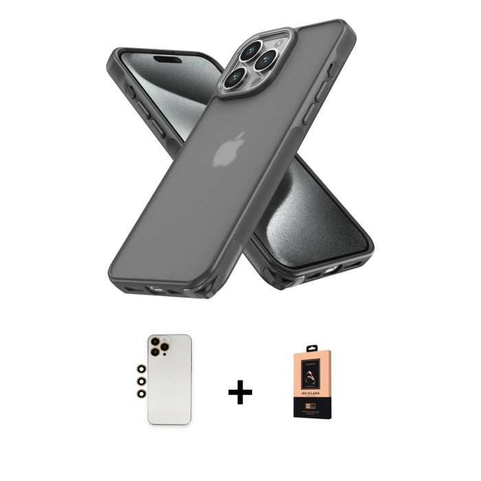 MARSİLYAN™- iPhone 13 Pro Max Kılıf Atlas Form - Şeffaf Maxco Cam Ekran Koruyucu + Shine Kamera Lens - GD
