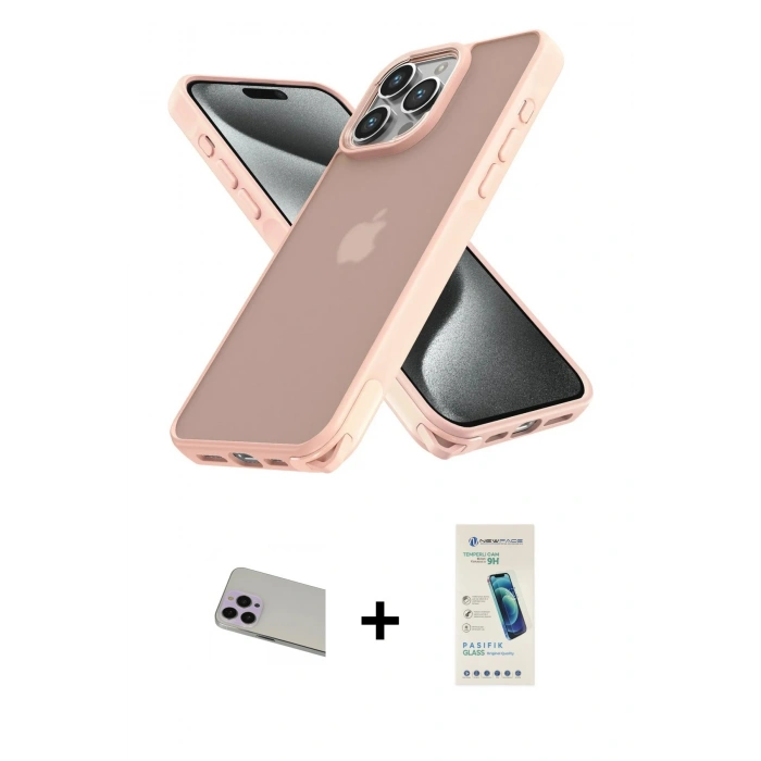 MARSİLYAN™- iPhone 13 Pro Max Kılıf Atlas Form - Şeffaf Pasifik Cam Ekran Koruyucu + Rainbow Kamera Lens Koruma Cam - MR