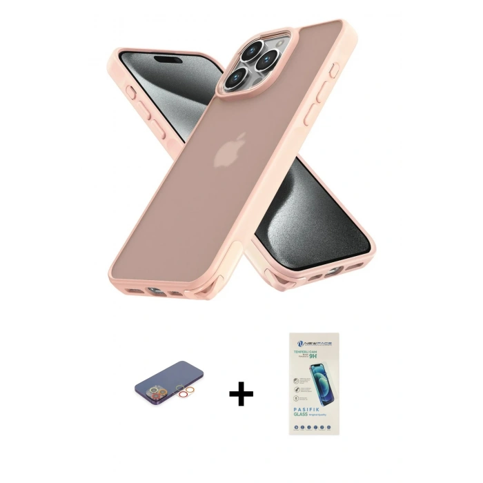 MARSİLYAN™- iPhone 13 Pro Max Kılıf Atlas Form - Şeffaf Pasifik Cam Ekran Koruyucu + Renkli Kamera Lens Koruma Cam - TU