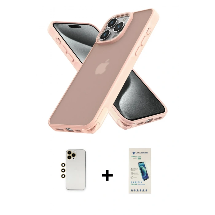 MARSİLYAN™- iPhone 13 Pro Max Kılıf Atlas Form - Şeffaf Pasifik Cam Ekran Koruyucu + Shine Kamera Lens - GD