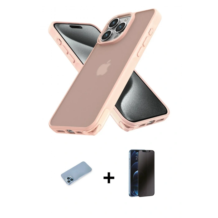 MARSİLYAN™- iPhone 13 Pro Max Kılıf Atlas Form - Siyah 3D Antistatik Hayalet Cam Ekran Koruyucu + Shine Kamera Lens Koruma Cam - MI