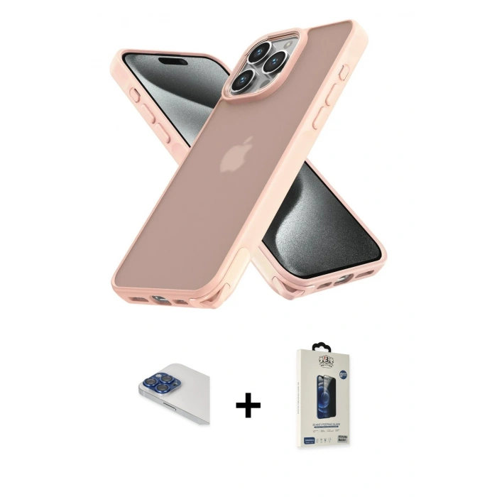 MARSİLYAN™- iPhone 13 Pro Max Kılıf Atlas Form - Siyah Bilvis Hayalet Cam Ekran Koruyucu + Pers Alüminyum Kamera Lens - LT
