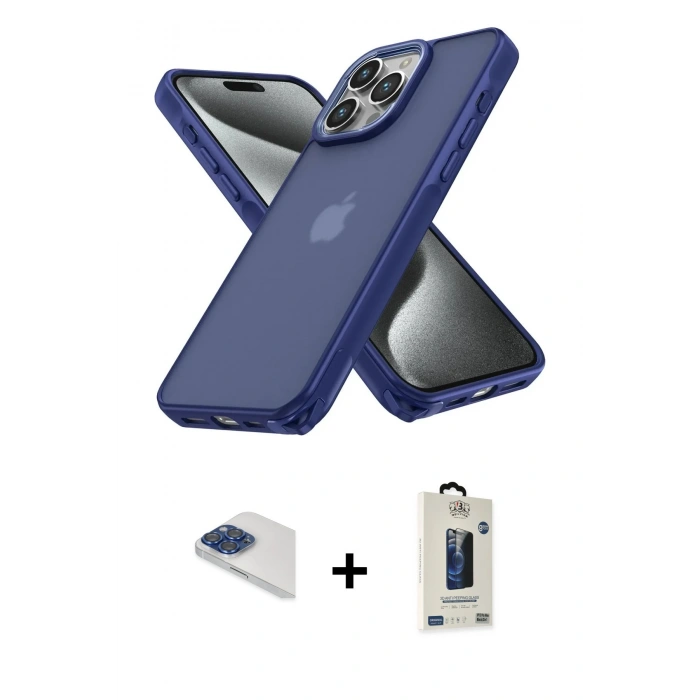 MARSİLYAN™- iPhone 13 Pro Max Kılıf Atlas Form - Siyah Bilvis Hayalet Cam Ekran Koruyucu + Pers Alüminyum Kamera Lens - LT
