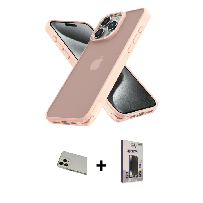 MARSİLYAN™- iPhone 13 Pro Max Kılıf Atlas Form - Siyah Bilvis Hayalet Cam Ekran Koruyucu + Rainbow Kamera Lens Koruma Cam - REGD
