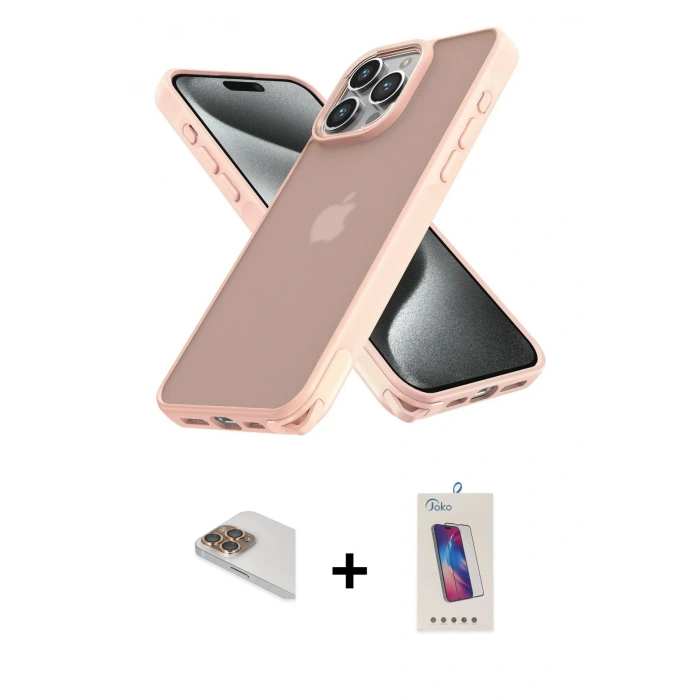 MARSİLYAN™- iPhone 13 Pro Max Kılıf Atlas Form - Siyah Joko 5D Cam + Gold Pers Alüminyum Kamera Lens