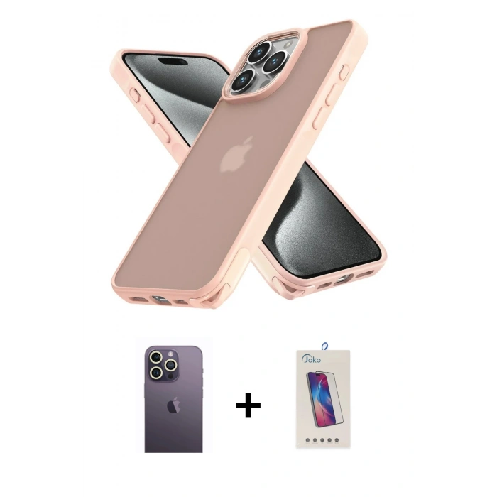MARSİLYAN™- iPhone 13 Pro Max Kılıf Atlas Form - Siyah Joko 5D Cam + Neon Fosforlu Kamera Lens - BZ