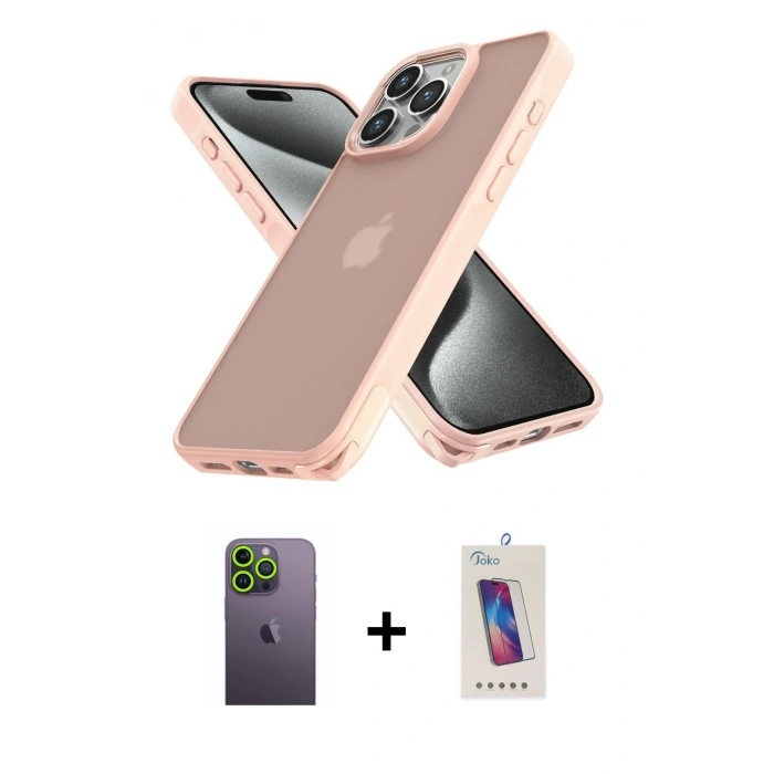 MARSİLYAN™- iPhone 13 Pro Max Kılıf Atlas Form - Siyah Joko 5D Cam + Neon Fosforlu Kamera Lens - YL