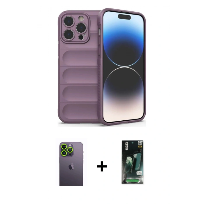MARSİLYAN™- iPhone 13 Pro Max Kılıf Atlas Koleksiyonu - Şeffaf 360 Full Body Arka Koruyucu + Neon Fosforlu Kamera Lens - YL