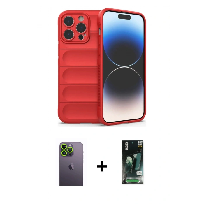 MARSİLYAN™- iPhone 13 Pro Max Kılıf Atlas Koleksiyonu - Şeffaf 360 Full Body Arka Koruyucu + Neon Fosforlu Kamera Lens - YL