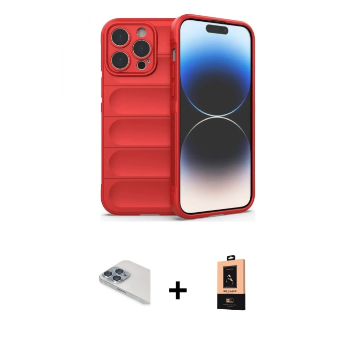MARSİLYAN™- iPhone 13 Pro Max Kılıf Atlas Koleksiyonu - Şeffaf Maxco Cam Ekran Koruyucu + Pers Alüminyum Kamera Lens - SABE